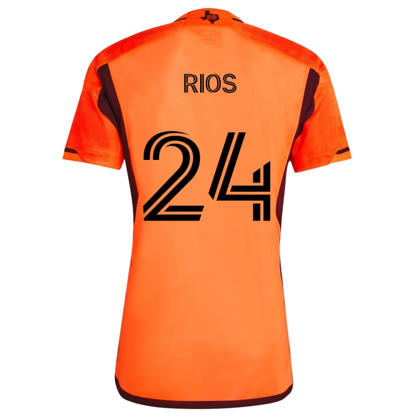 Niño Camiseta Paolo Ríos #24 Naranja Negro 1ª Equipación 2024/25 La Camisa Chile