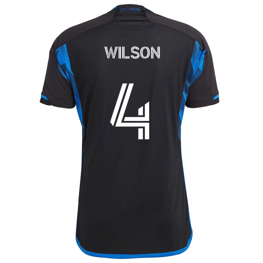 Niño Camiseta Bruno Wilson #4 Azul Negro 1ª Equipación 2024/25 La Camisa Chile