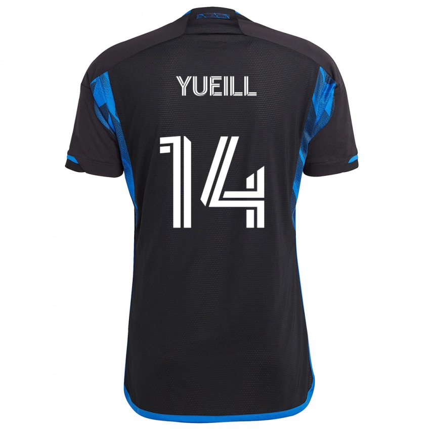 Niño Camiseta Jackson Yueill #14 Azul Negro 1ª Equipación 2024/25 La Camisa Chile