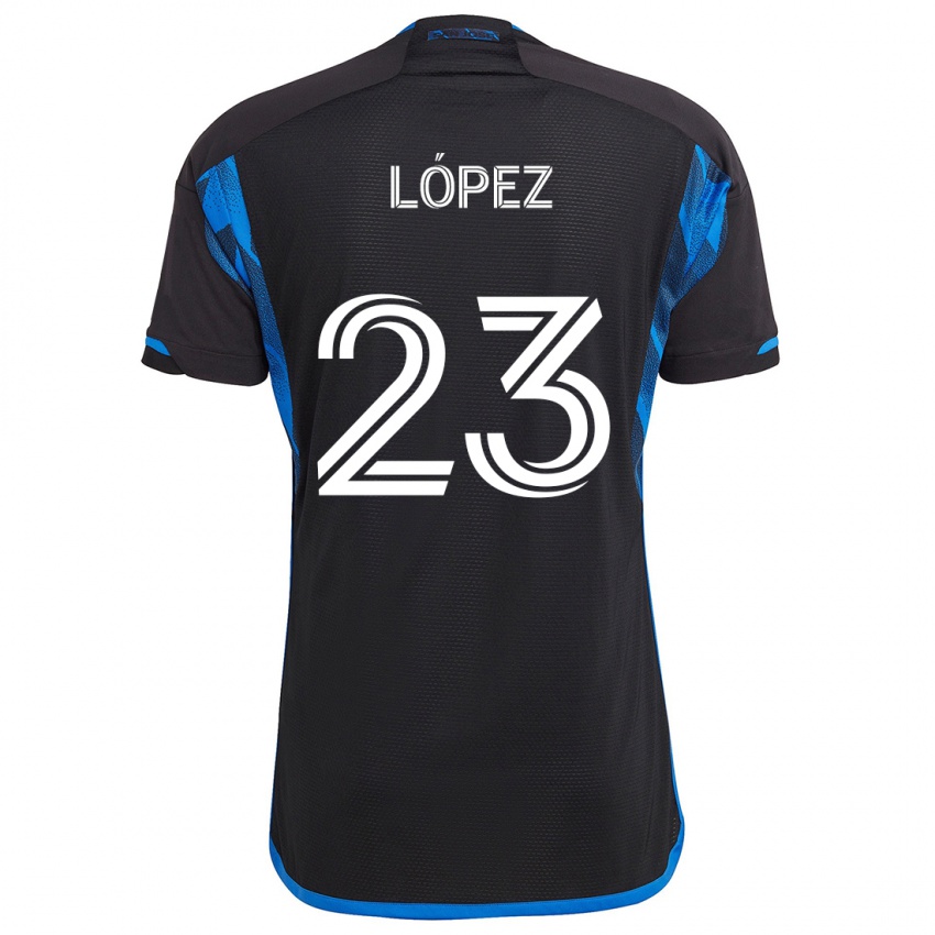 Niño Camiseta Hernán López #23 Azul Negro 1ª Equipación 2024/25 La Camisa Chile