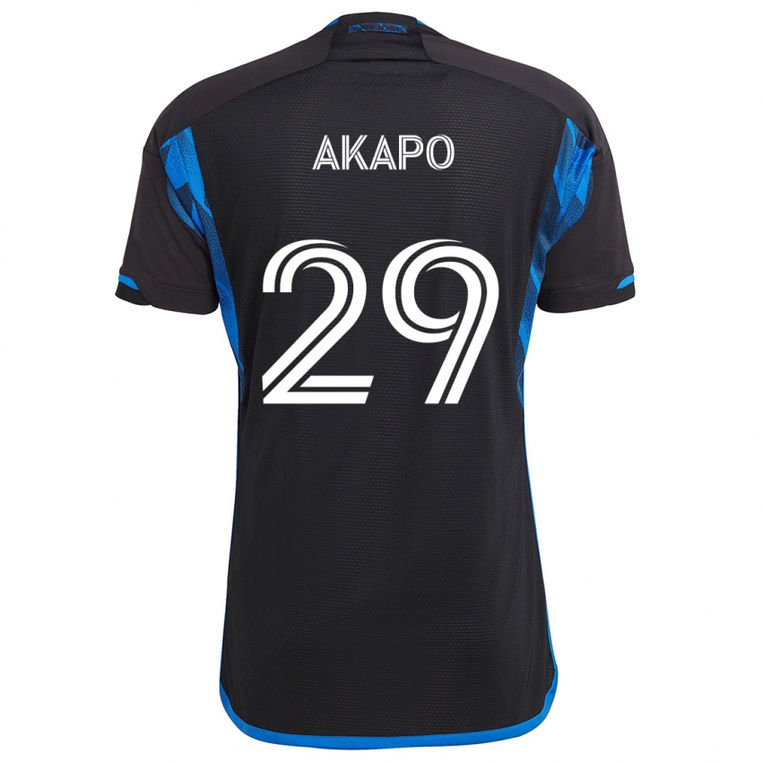 Niño Camiseta Carlos Akapo #29 Azul Negro 1ª Equipación 2024/25 La Camisa Chile