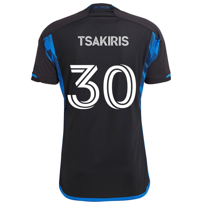 Niño Camiseta Niko Tsakiris #30 Azul Negro 1ª Equipación 2024/25 La Camisa Chile