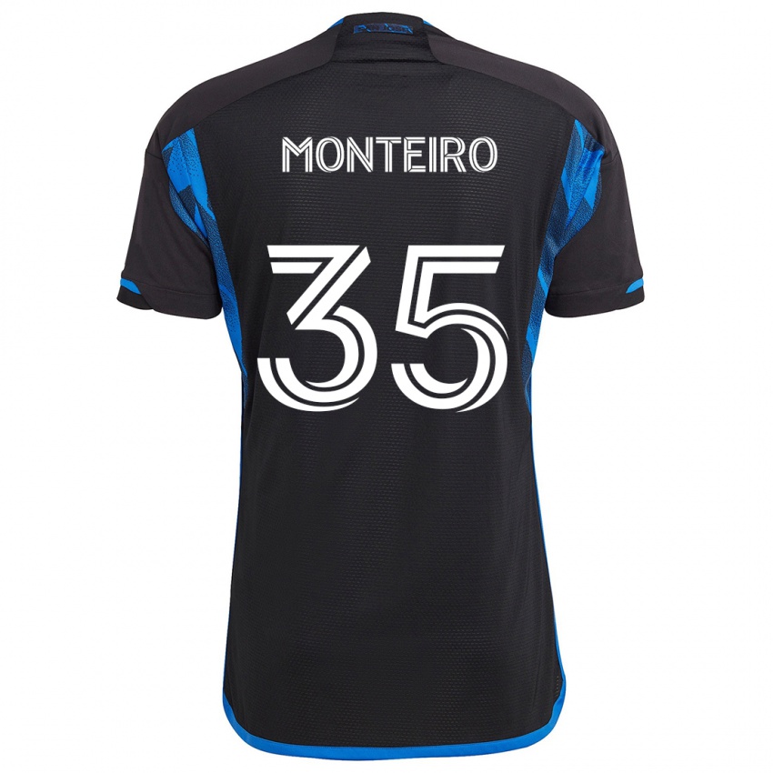 Niño Camiseta Jamiro Monteiro #35 Azul Negro 1ª Equipación 2024/25 La Camisa Chile