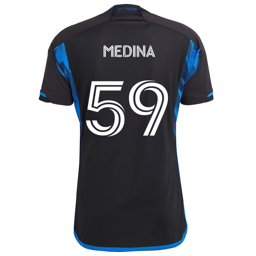 Niño Camiseta Cruz Medina #59 Azul Negro 1ª Equipación 2024/25 La Camisa Chile