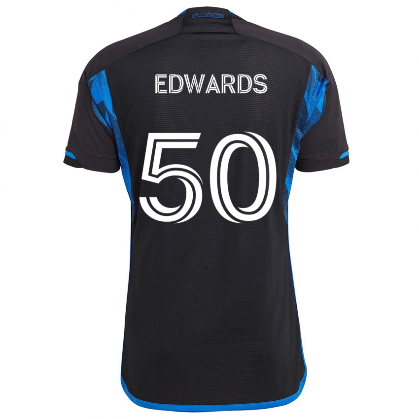 Niño Camiseta Aaron Edwards #50 Azul Negro 1ª Equipación 2024/25 La Camisa Chile