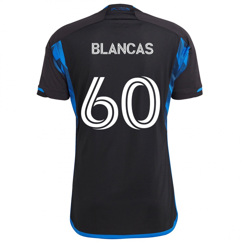 Niño Camiseta Eduardo Blancas #60 Azul Negro 1ª Equipación 2024/25 La Camisa Chile