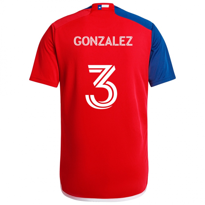 Niño Camiseta Omar González #3 Azul Rojo 1ª Equipación 2024/25 La Camisa Chile