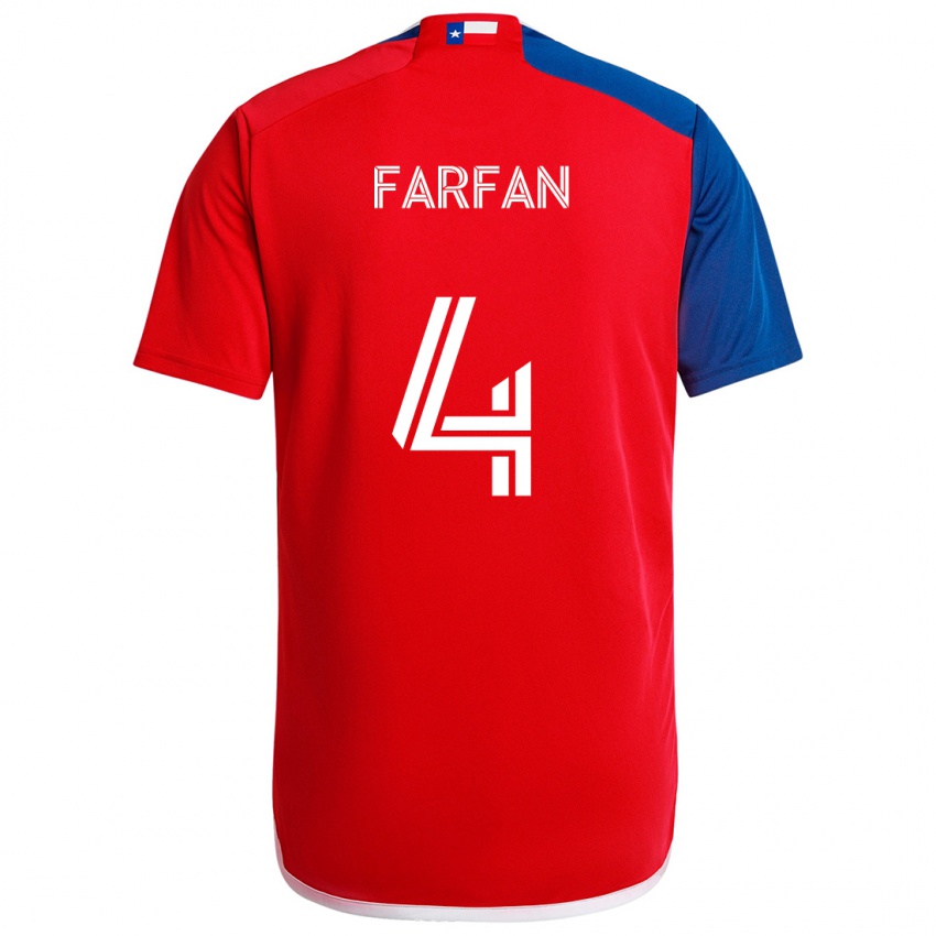 Niño Camiseta Marco Farfán #4 Azul Rojo 1ª Equipación 2024/25 La Camisa Chile