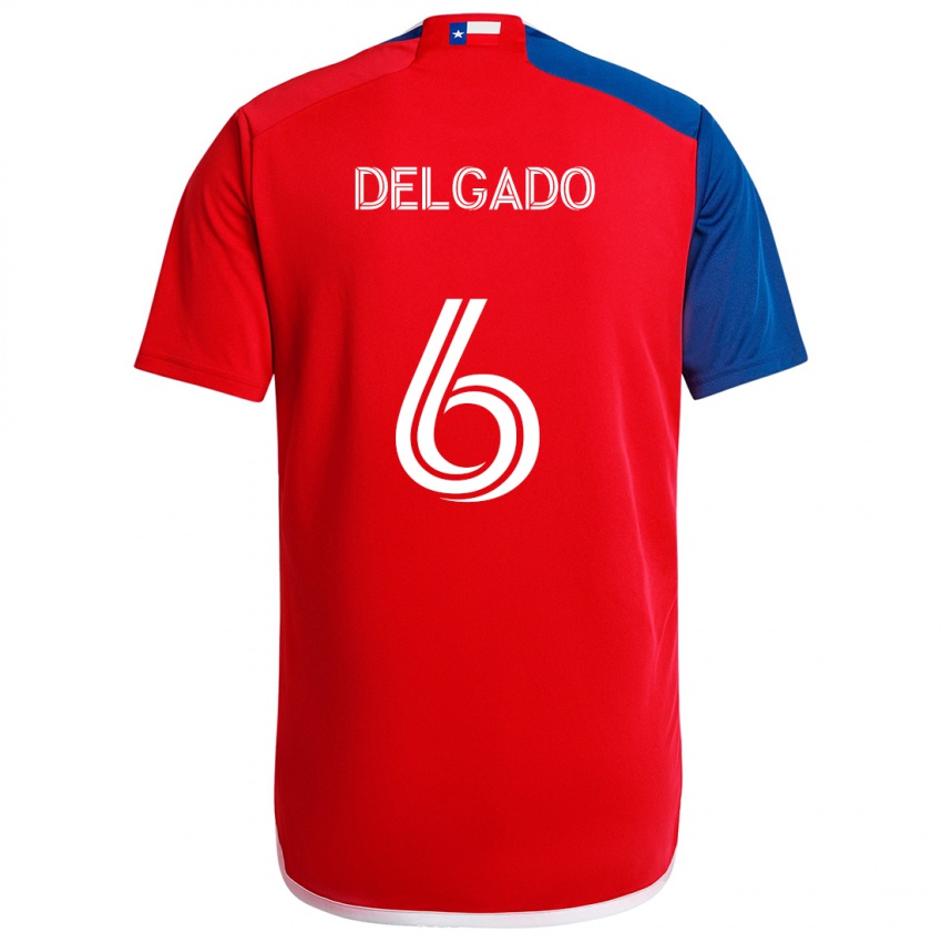 Niño Camiseta Patrickson Delgado #6 Azul Rojo 1ª Equipación 2024/25 La Camisa Chile