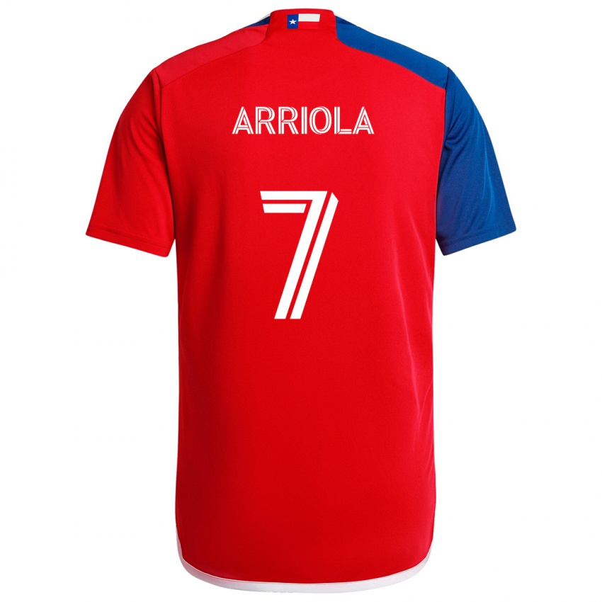 Niño Camiseta Paul Arriola #7 Azul Rojo 1ª Equipación 2024/25 La Camisa Chile