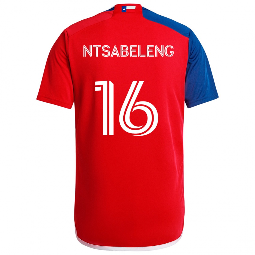 Niño Camiseta Tsiki Ntsabeleng #16 Azul Rojo 1ª Equipación 2024/25 La Camisa Chile