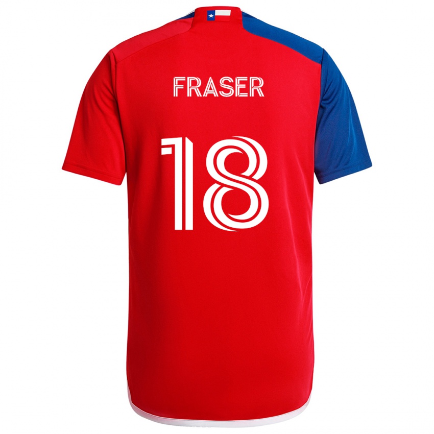 Niño Camiseta Liam Fraser #18 Azul Rojo 1ª Equipación 2024/25 La Camisa Chile