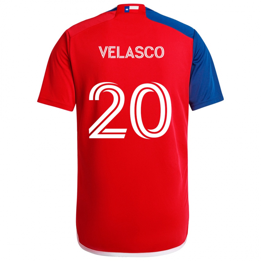 Niño Camiseta Alan Velasco #20 Azul Rojo 1ª Equipación 2024/25 La Camisa Chile