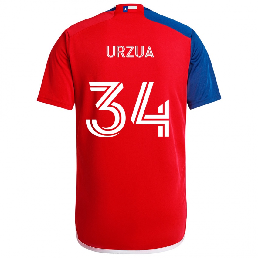 Niño Camiseta Alejandro Urzua #34 Azul Rojo 1ª Equipación 2024/25 La Camisa Chile