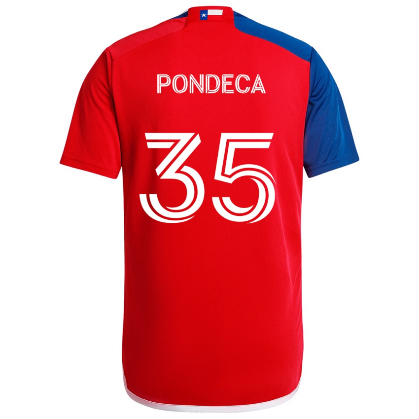 Niño Camiseta Tomas Pondeca #35 Azul Rojo 1ª Equipación 2024/25 La Camisa Chile