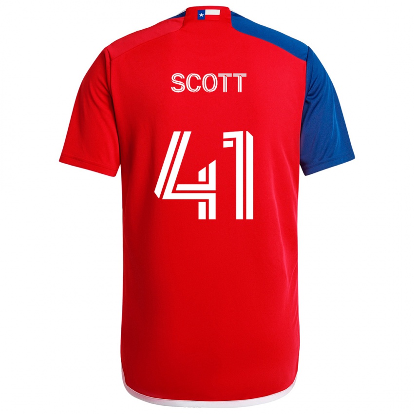 Niño Camiseta Tarik Scott #41 Azul Rojo 1ª Equipación 2024/25 La Camisa Chile