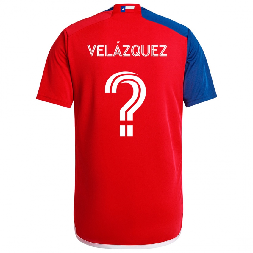 Niño Camiseta Ougir Velázquez #0 Azul Rojo 1ª Equipación 2024/25 La Camisa Chile