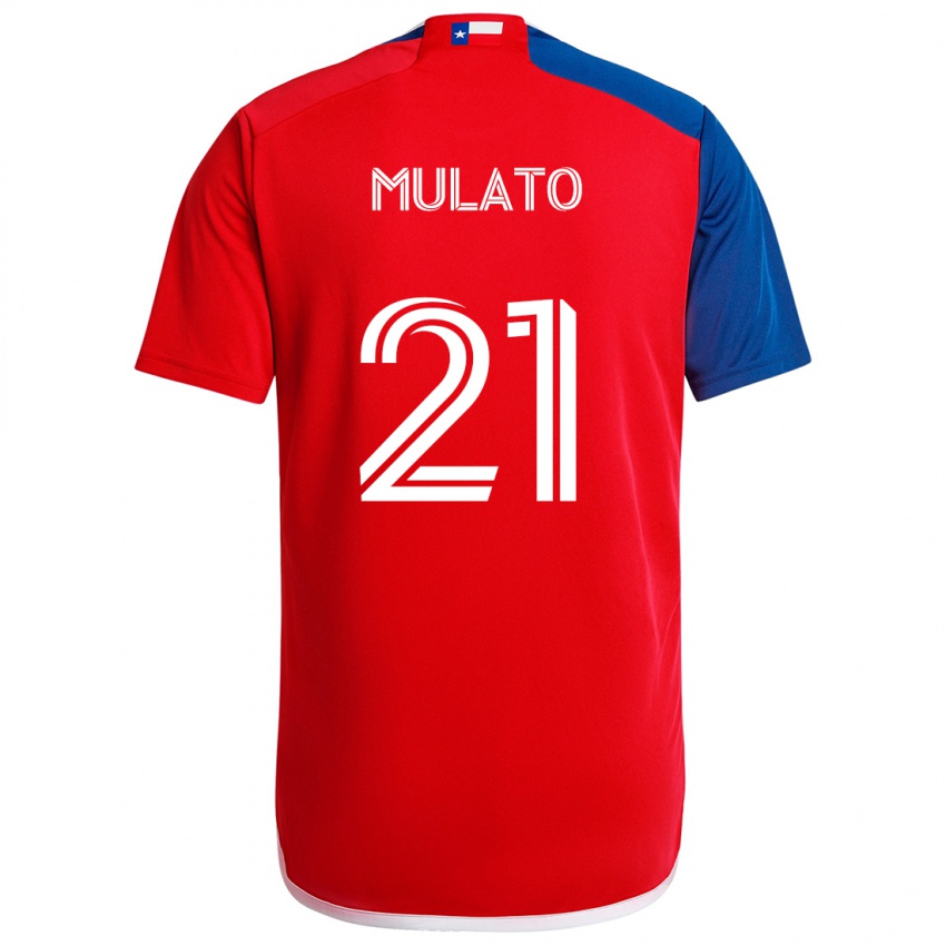 Niño Camiseta José Mulato #21 Azul Rojo 1ª Equipación 2024/25 La Camisa Chile