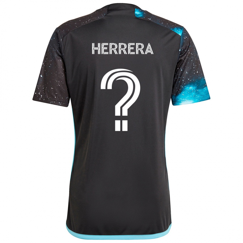 Niño Camiseta Oscar Herrera #0 Azul Negro 1ª Equipación 2024/25 La Camisa Chile