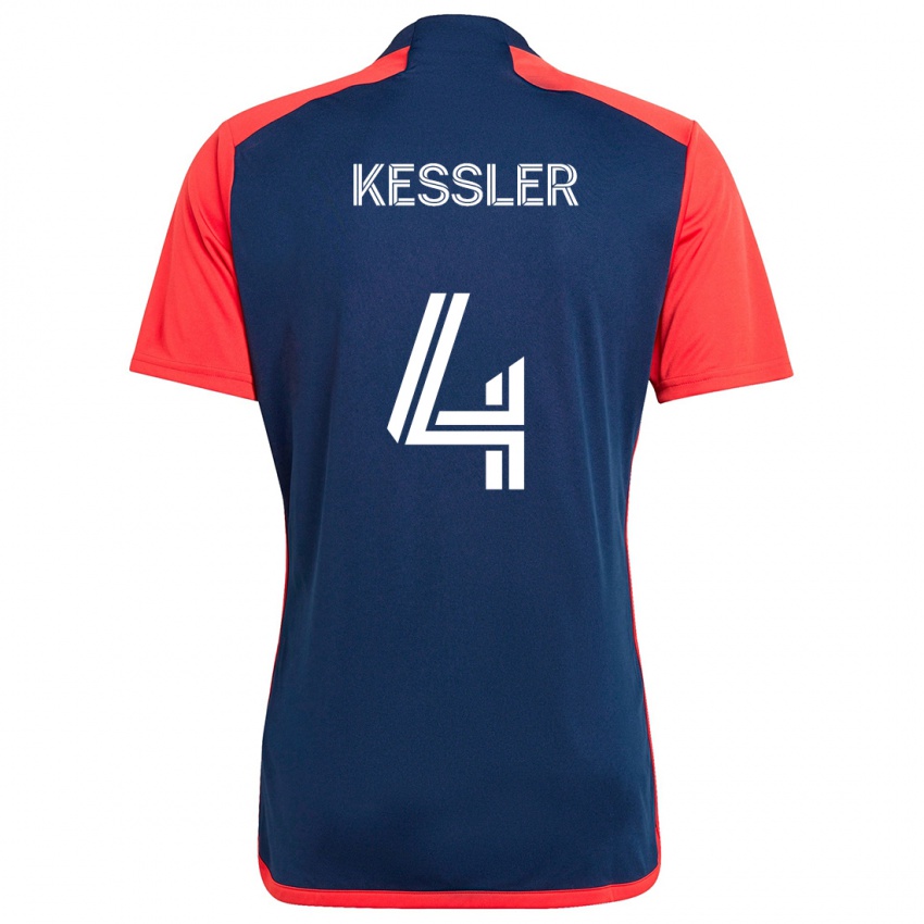 Niño Camiseta Henry Kessler #4 Azul Rojo 1ª Equipación 2024/25 La Camisa Chile