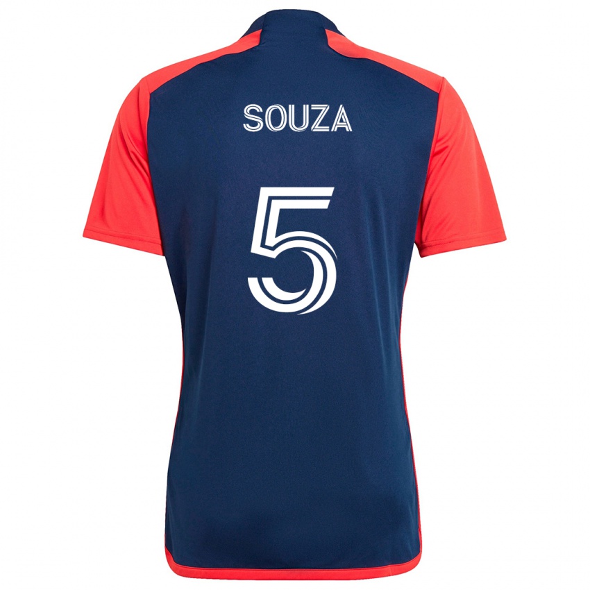 Niño Camiseta Victor Souza #5 Azul Rojo 1ª Equipación 2024/25 La Camisa Chile