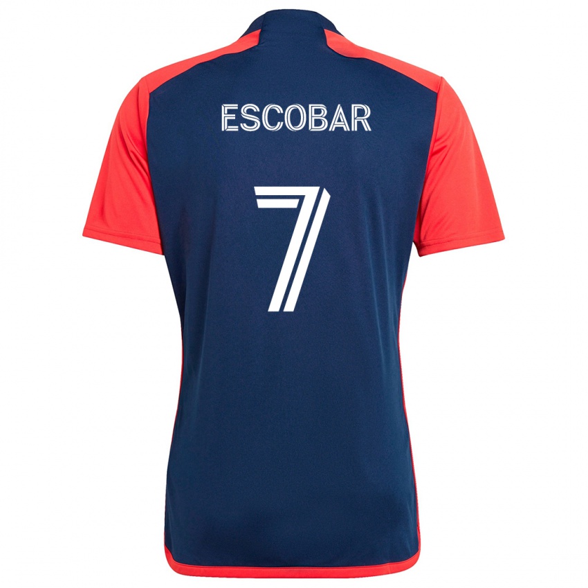 Niño Camiseta Olger Escobar #7 Azul Rojo 1ª Equipación 2024/25 La Camisa Chile