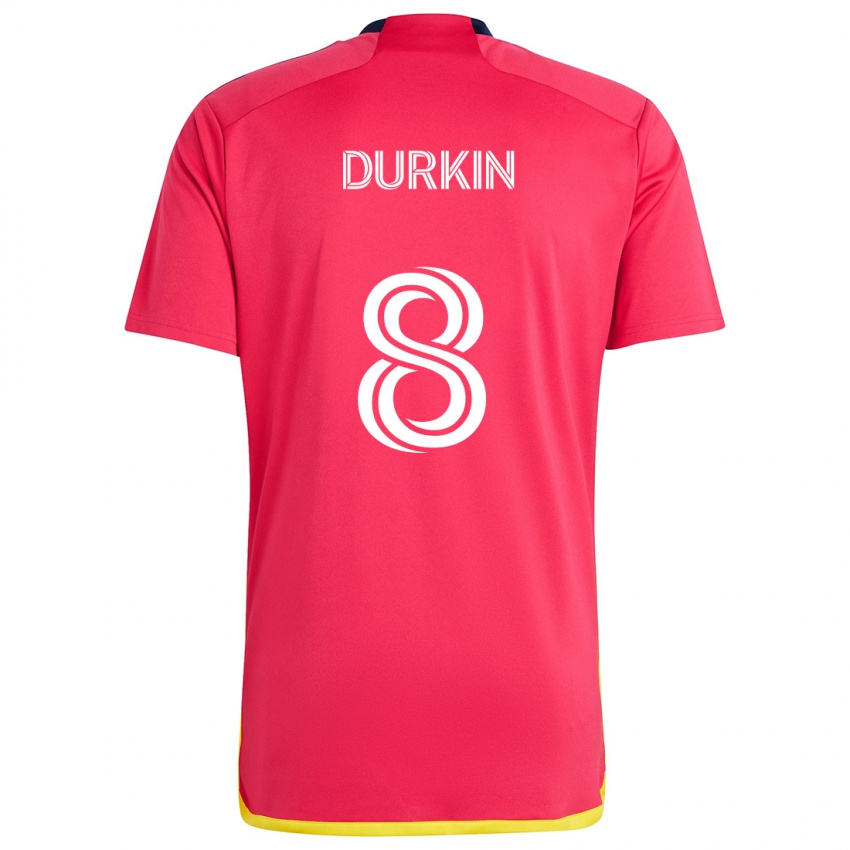 Niño Camiseta Chris Durkin #8 Rojo Azul 1ª Equipación 2024/25 La Camisa Chile