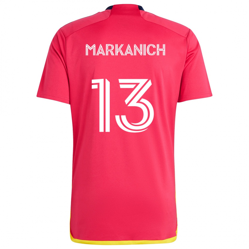 Niño Camiseta Anthony Markanich #13 Rojo Azul 1ª Equipación 2024/25 La Camisa Chile