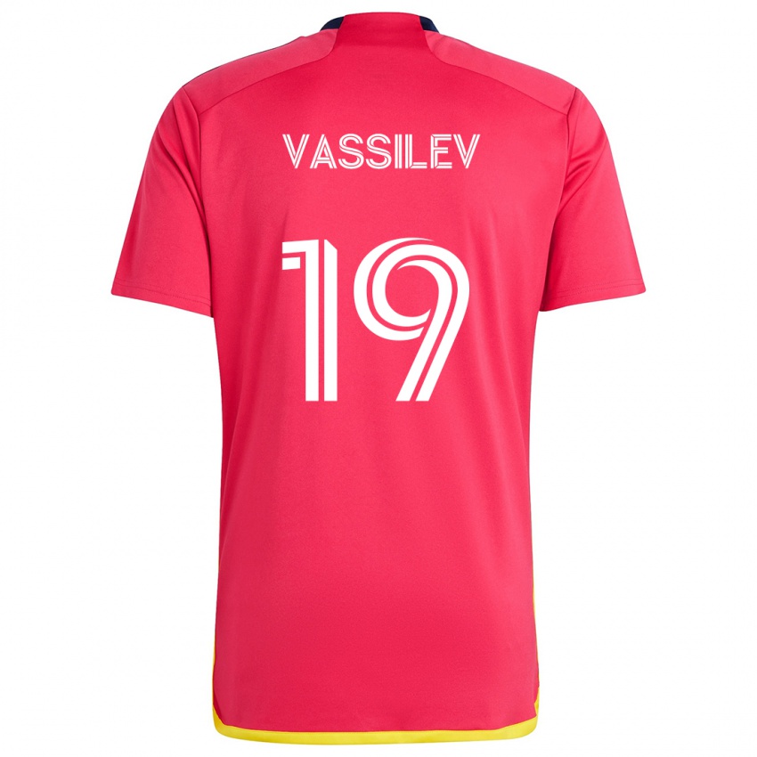 Niño Camiseta Indiana Vassilev #19 Rojo Azul 1ª Equipación 2024/25 La Camisa Chile