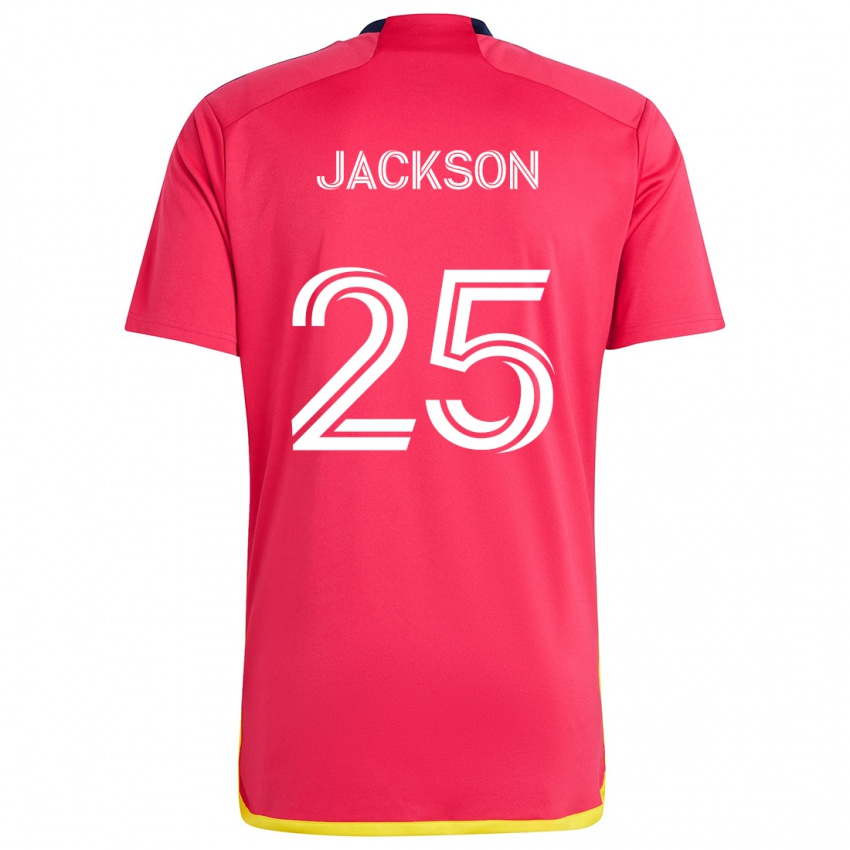 Niño Camiseta Aziel Jackson #25 Rojo Azul 1ª Equipación 2024/25 La Camisa Chile