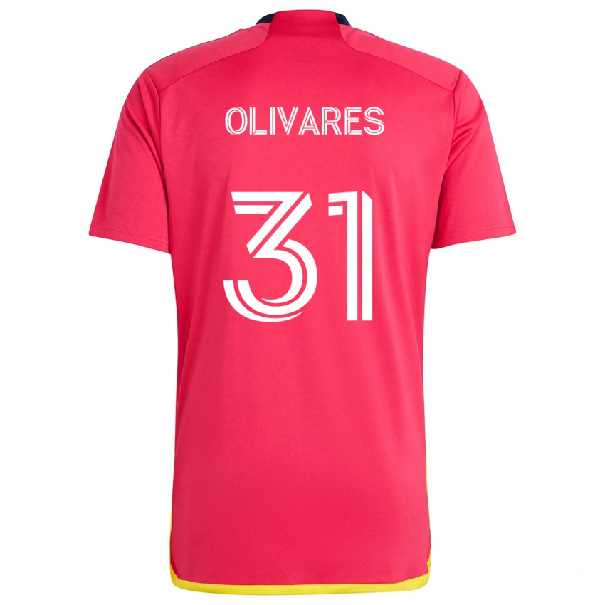 Niño Camiseta Christian Olivares #31 Rojo Azul 1ª Equipación 2024/25 La Camisa Chile