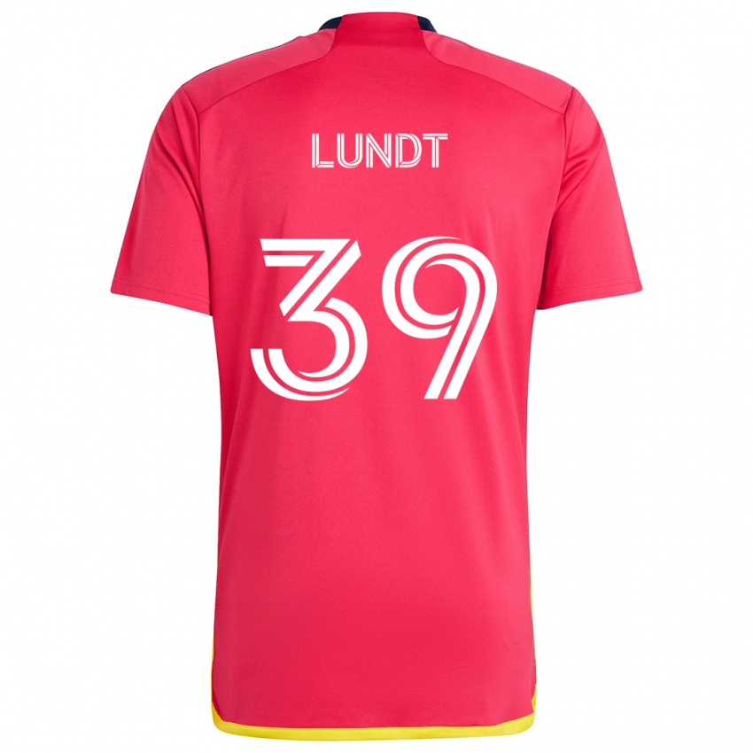 Niño Camiseta Ben Lundt #39 Rojo Azul 1ª Equipación 2024/25 La Camisa Chile