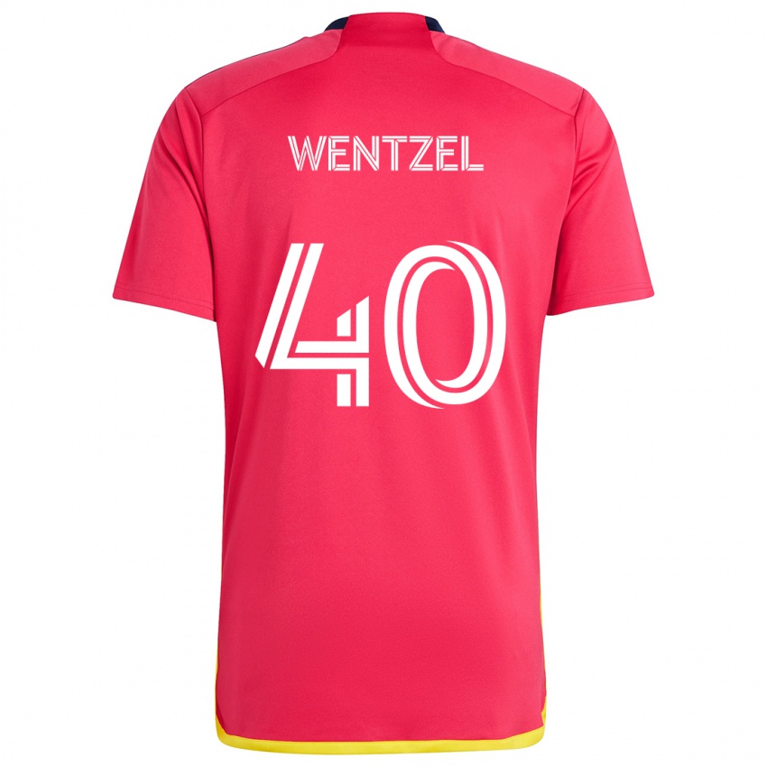 Niño Camiseta Michael Wentzel #40 Rojo Azul 1ª Equipación 2024/25 La Camisa Chile