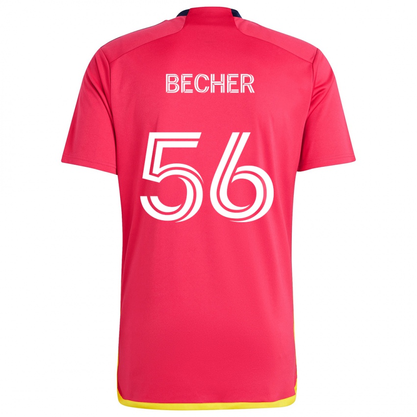 Niño Camiseta Ryan Becher #56 Rojo Azul 1ª Equipación 2024/25 La Camisa Chile