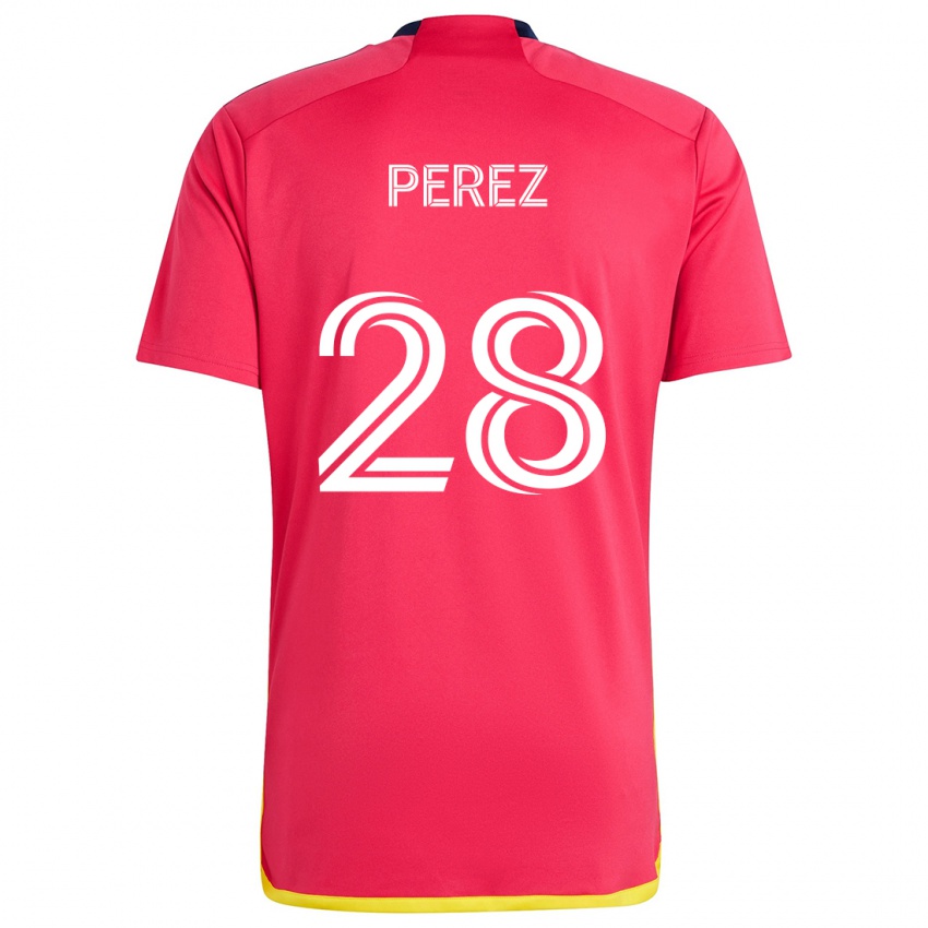 Niño Camiseta Miguel Perez #28 Rojo Azul 1ª Equipación 2024/25 La Camisa Chile