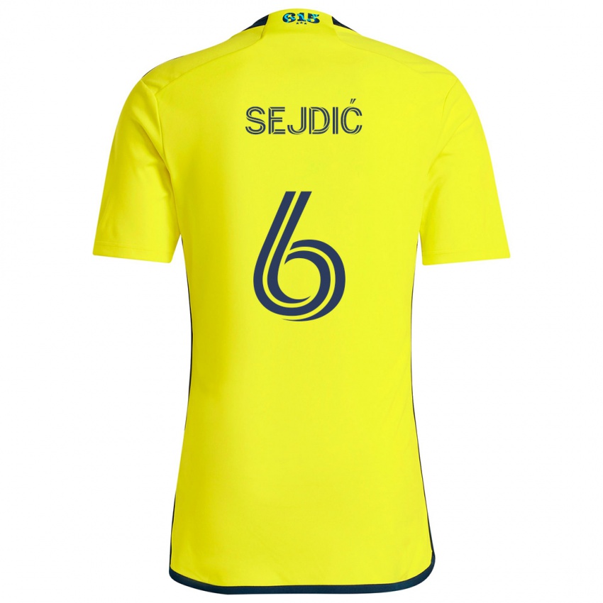 Niño Camiseta Amar Sejdić #6 Amarillo Azul 1ª Equipación 2024/25 La Camisa Chile