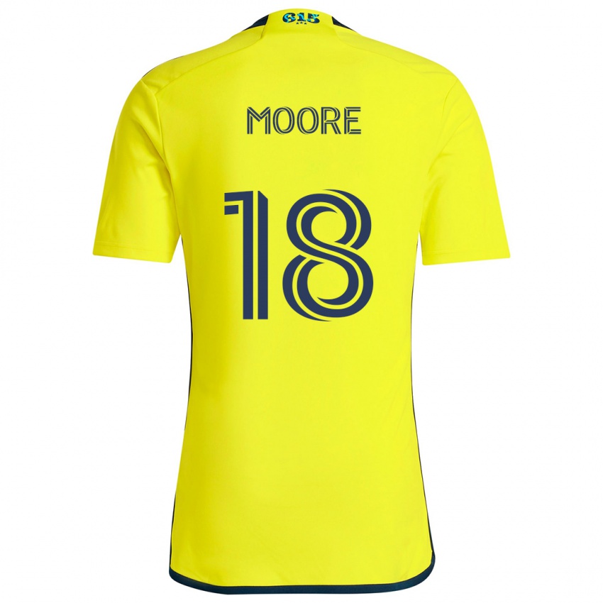 Niño Camiseta Shaq Moore #18 Amarillo Azul 1ª Equipación 2024/25 La Camisa Chile