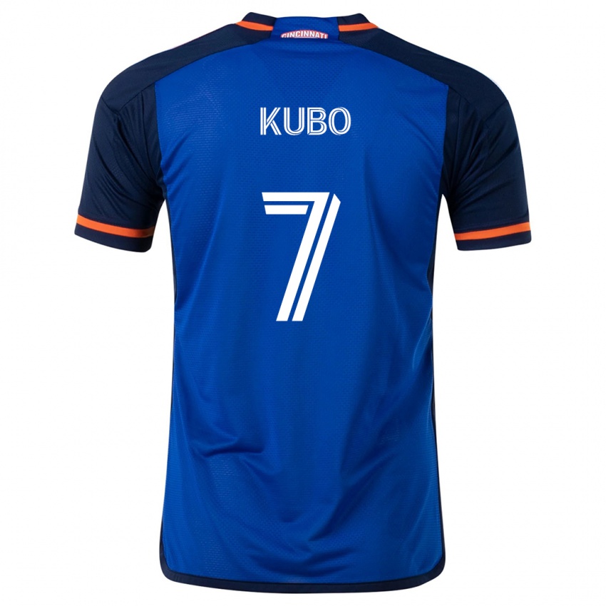 Niño Camiseta Yuya Kubo #7 Azul Blanco 1ª Equipación 2024/25 La Camisa Chile