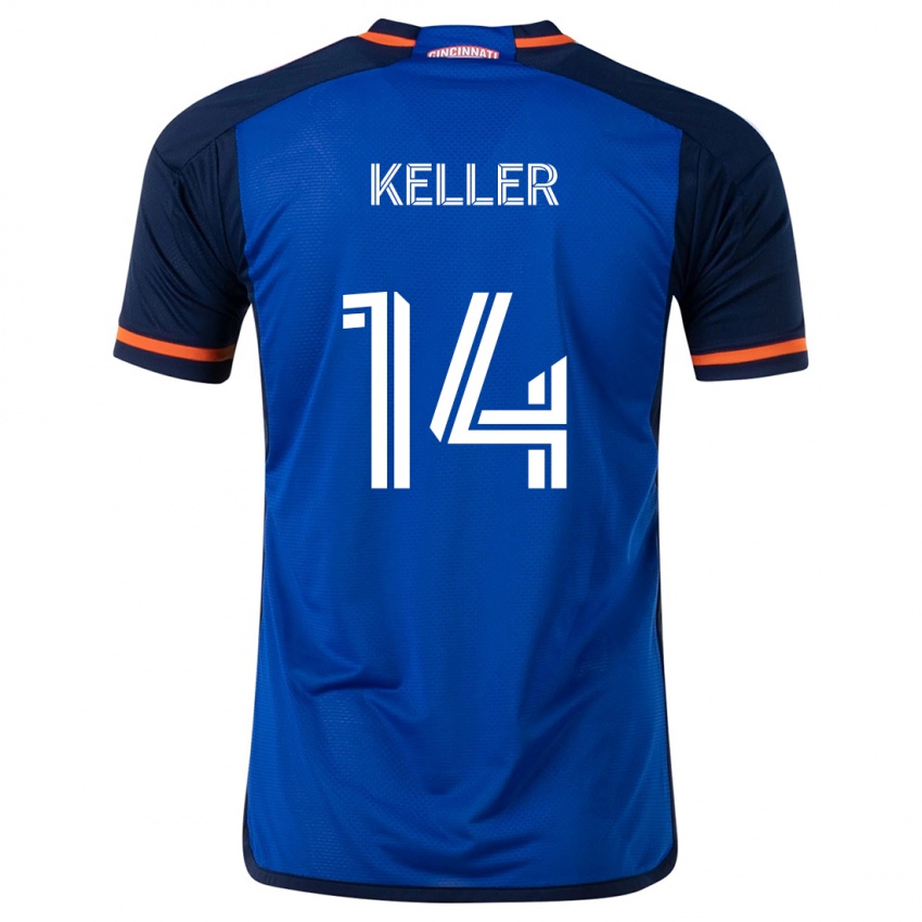 Niño Camiseta Kipp Keller #14 Azul Blanco 1ª Equipación 2024/25 La Camisa Chile