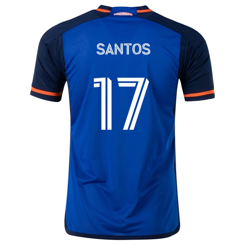 Niño Camiseta Sergio Santos #17 Azul Blanco 1ª Equipación 2024/25 La Camisa Chile