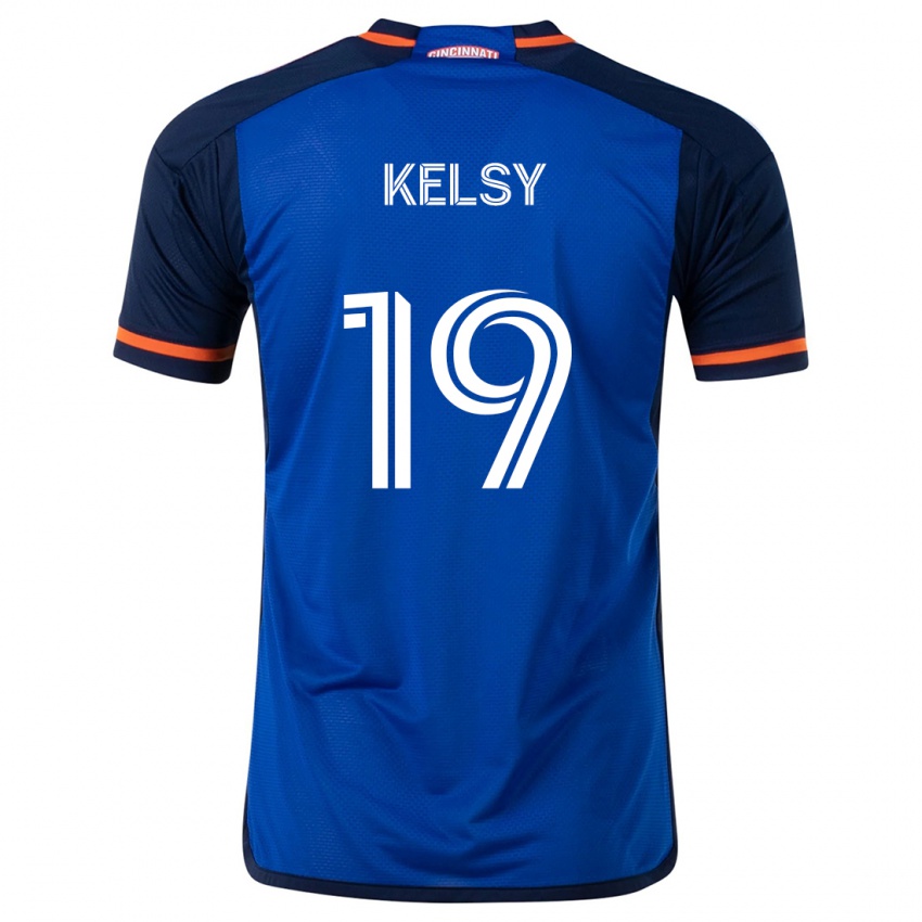 Niño Camiseta Kevin Kelsy #19 Azul Blanco 1ª Equipación 2024/25 La Camisa Chile