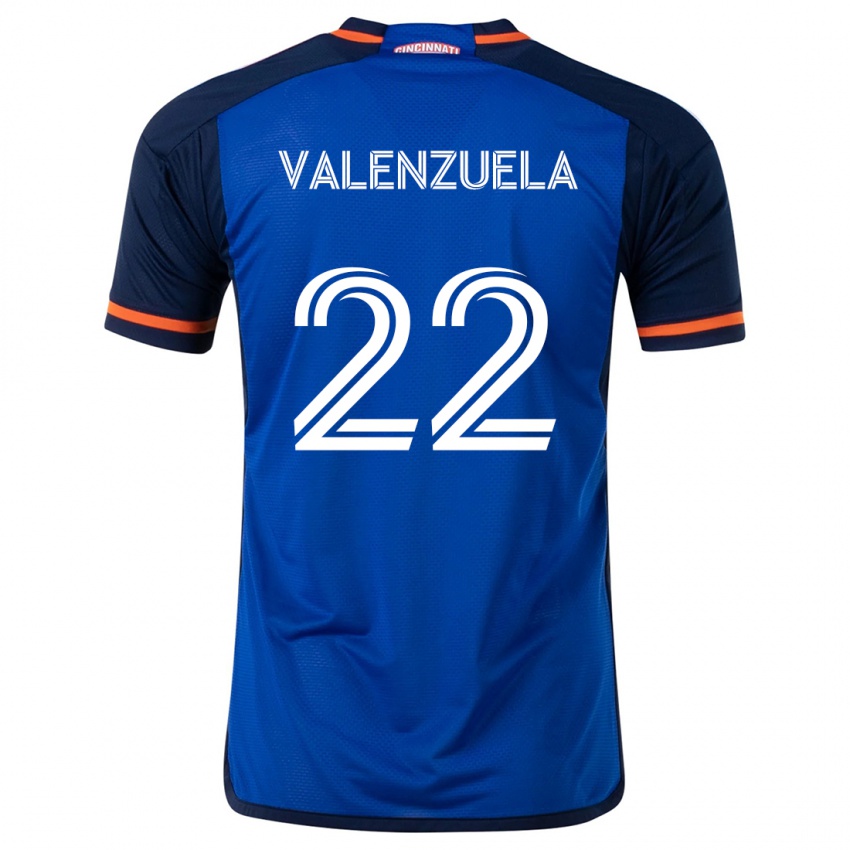 Niño Camiseta Gerardo Valenzuela #22 Azul Blanco 1ª Equipación 2024/25 La Camisa Chile