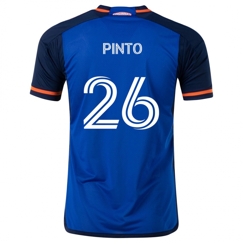 Niño Camiseta Malik Pinto #26 Azul Blanco 1ª Equipación 2024/25 La Camisa Chile