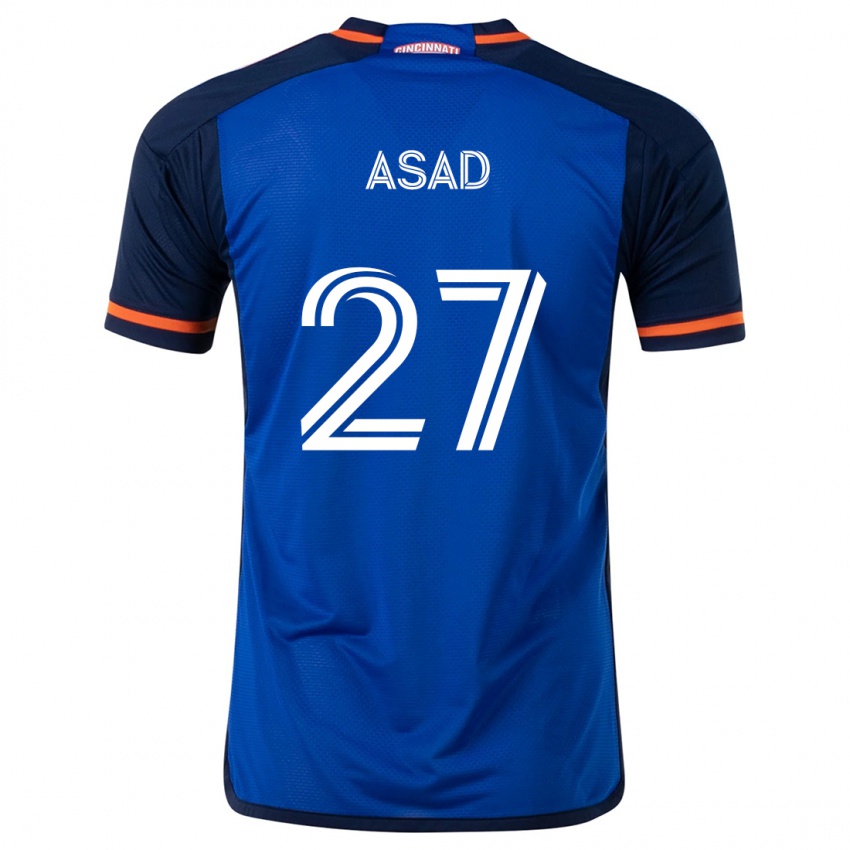 Niño Camiseta Yamil Asad #27 Azul Blanco 1ª Equipación 2024/25 La Camisa Chile