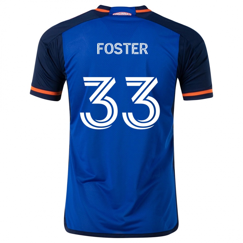 Niño Camiseta Isaiah Foster #33 Azul Blanco 1ª Equipación 2024/25 La Camisa Chile