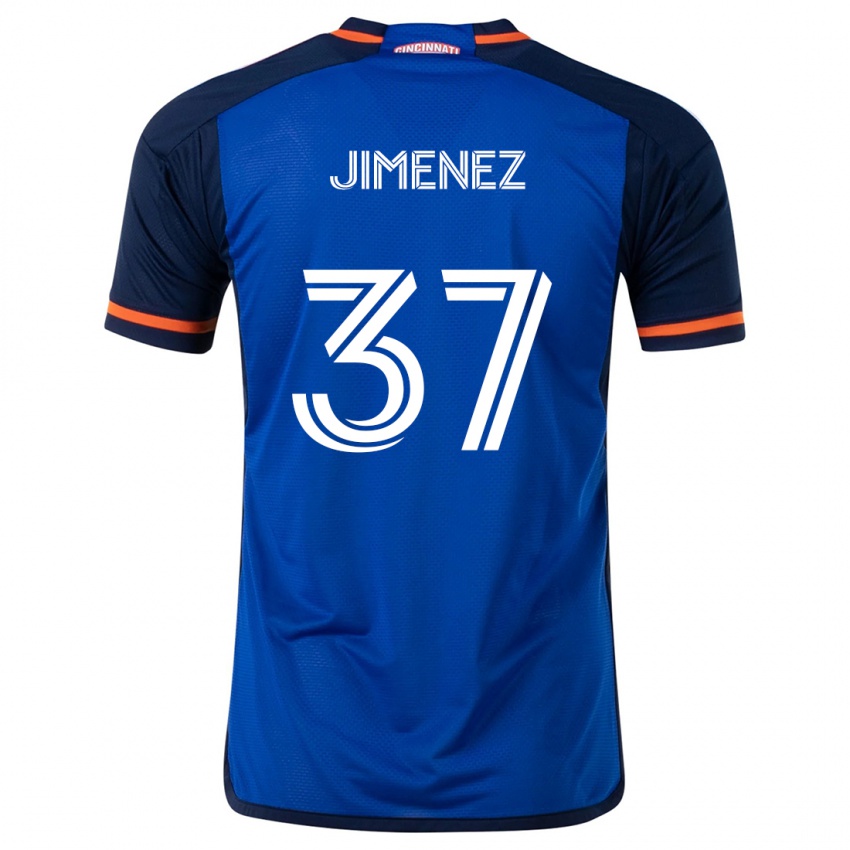 Niño Camiseta Stiven Jimenez #37 Azul Blanco 1ª Equipación 2024/25 La Camisa Chile