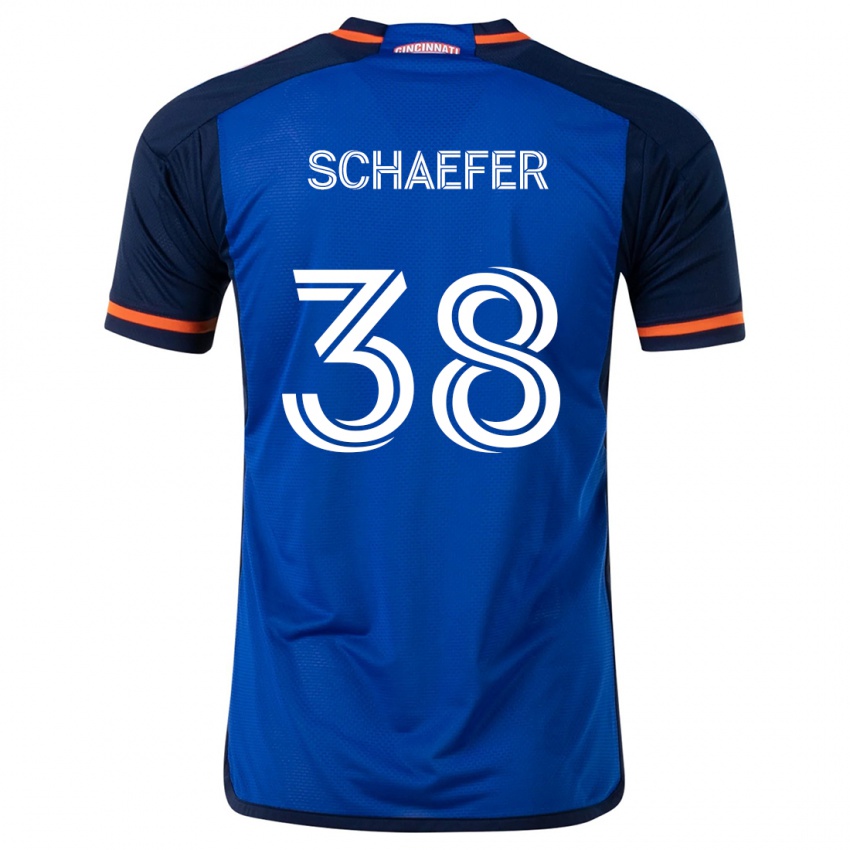 Niño Camiseta Brian Schaefer #38 Azul Blanco 1ª Equipación 2024/25 La Camisa Chile