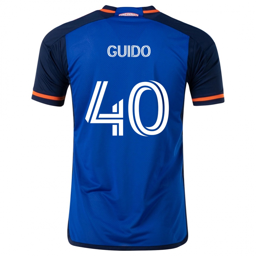 Niño Camiseta Alejandro Guido #40 Azul Blanco 1ª Equipación 2024/25 La Camisa Chile