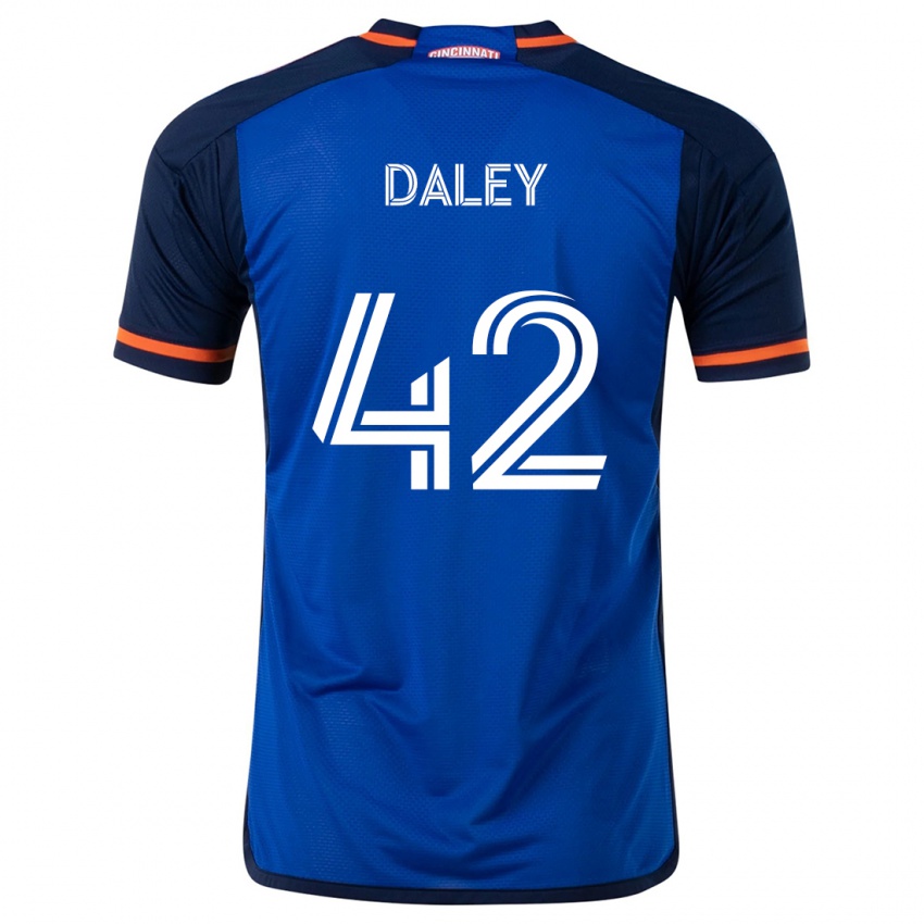 Niño Camiseta Amir Daley #42 Azul Blanco 1ª Equipación 2024/25 La Camisa Chile