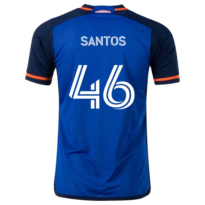 Niño Camiseta Guilherme Santos #46 Azul Blanco 1ª Equipación 2024/25 La Camisa Chile